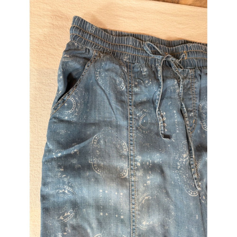 Knox Rose Blue Paisley Chambray Joggers Elastic Waist Boho Pants Large NEW - Picture 6 of 15